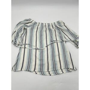 Daytrip Blouse Women Small Lvory Off-the-Shoulder Linen Cropped Outdoor Pullover